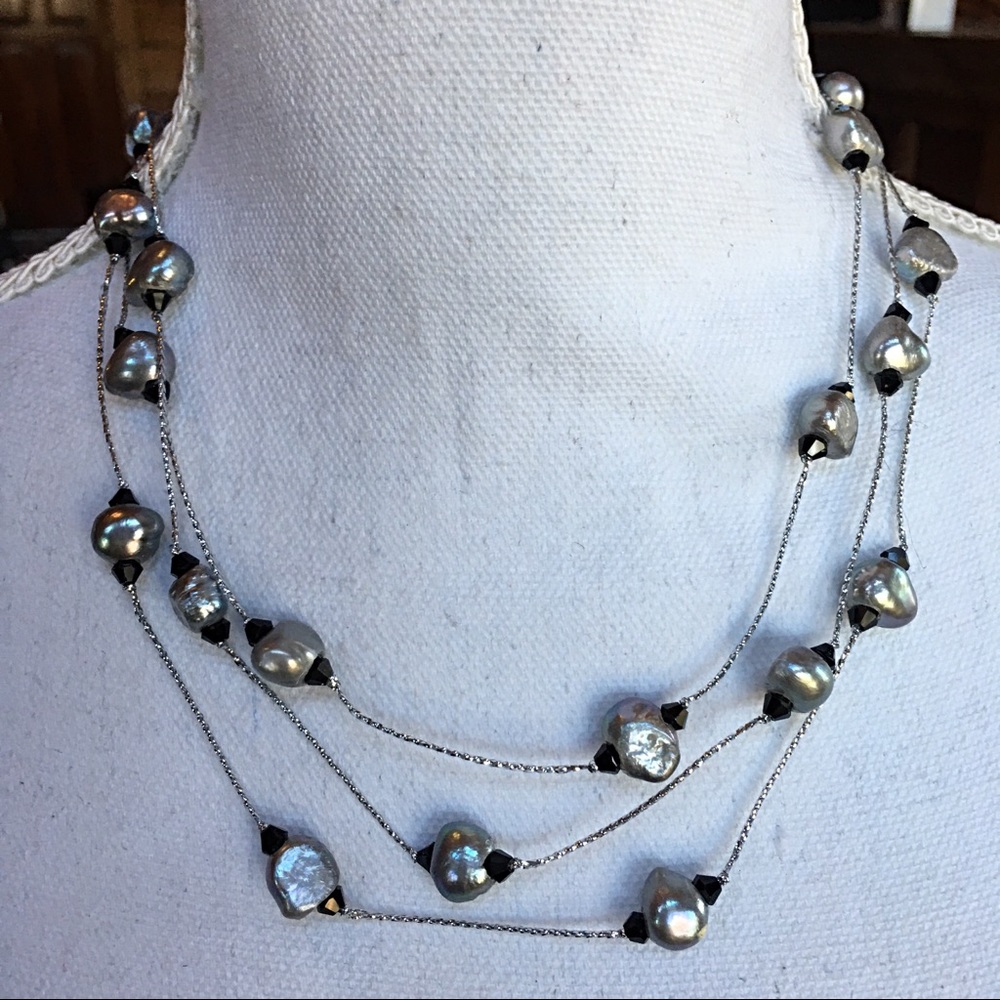 - Freshwater Silver Pearl Necklace